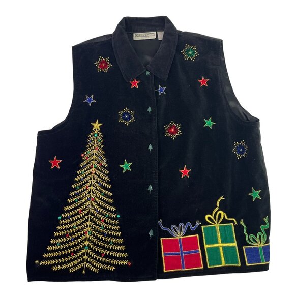 Dress Barn Jackets & Blazers - Vintage Dress Barn Embroidered Christmas Tree Vest Xmas Women's 1X Holiday Gifts